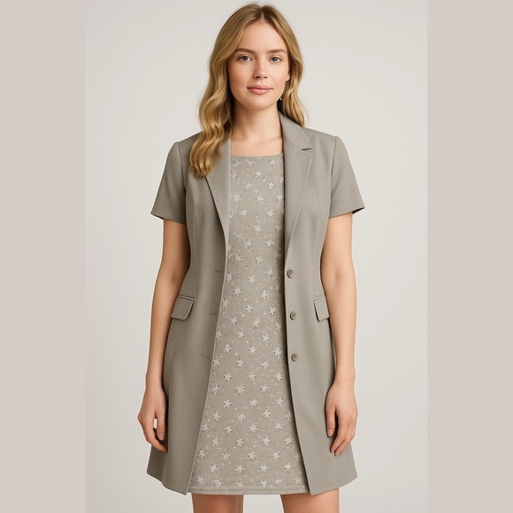 My Michelle Dresses & Skirts - My Michelle Khaki Dress & Jacket Set Size 9/10 Sleeveless Dress Paisley Print